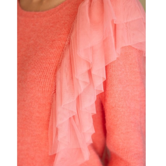 🌟 “The Charlotte" Coral Layered Tulle Sweater Top - Picture 4 of 4